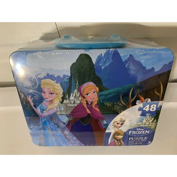 New Disney Frozen 48 Piece Puzzle Collectible Tin Lunch Box Sealed - Picture 3 of 7